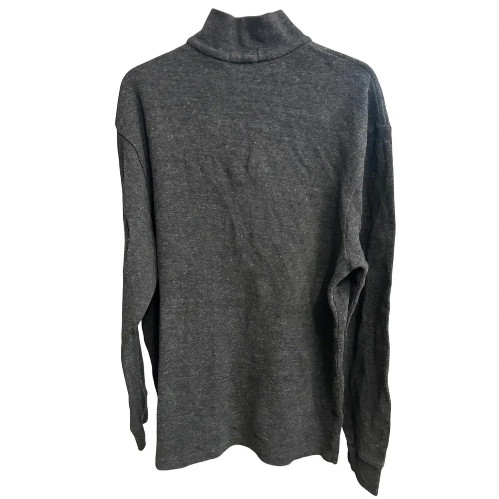 Polo Ralph Lauren Men Charcoal Gray 1/4‎ Zip Mock Neck Long Sleeve Shirt Size L